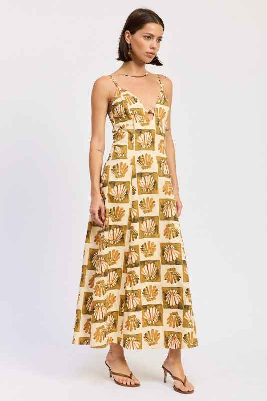 MAXI SHELL BEADED SLEEVELESS DRESS