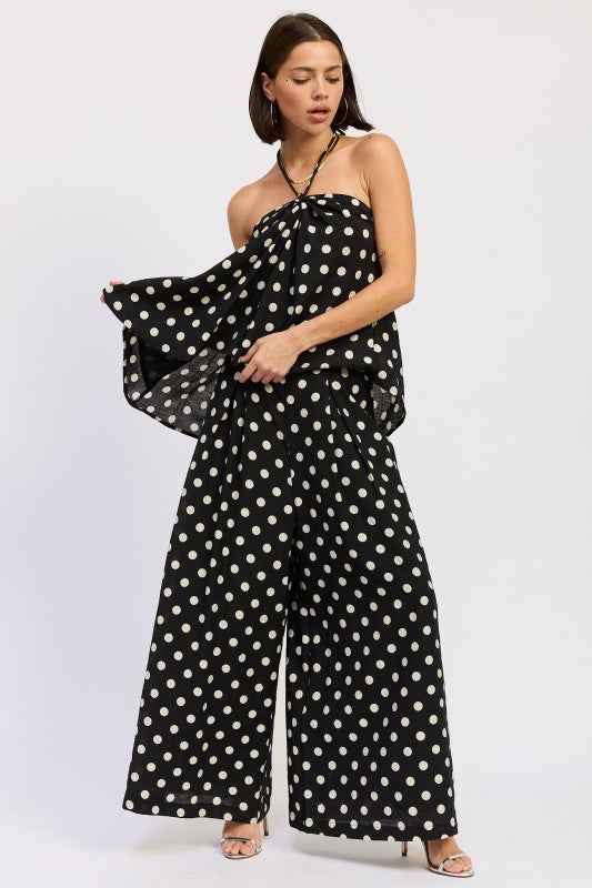 OPEN BACK POLKA DOT HALTER TOP