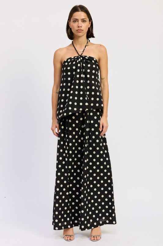 OPEN BACK POLKA DOT HALTER TOP