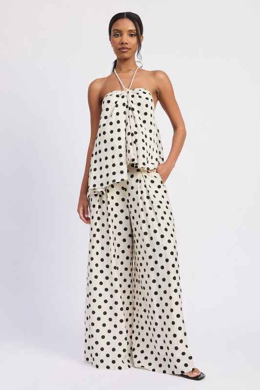 WIDE LEG POLKA DOT PANTS