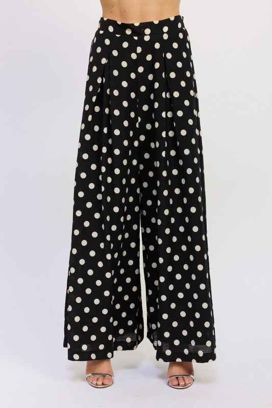 WIDE LEG POLKA DOT PANTS