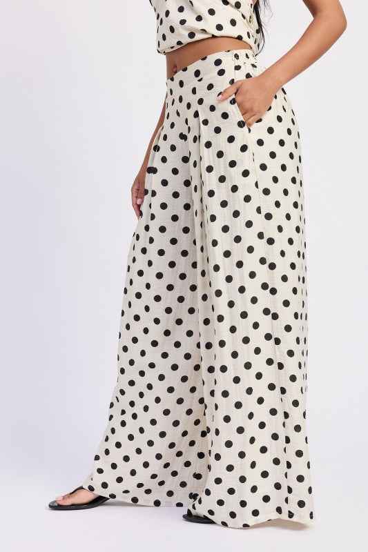 WIDE LEG POLKA DOT PANTS