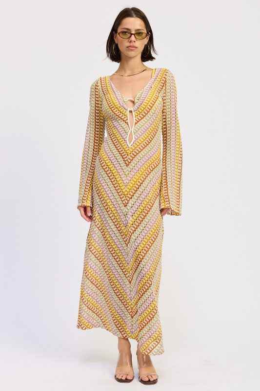 MAXI LONG SLEEVE CROCHET DRESS