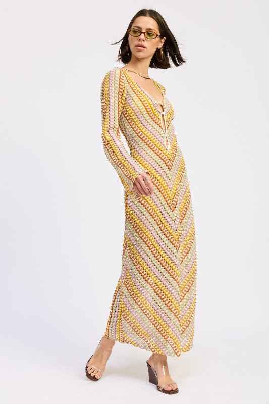 MAXI LONG SLEEVE CROCHET DRESS
