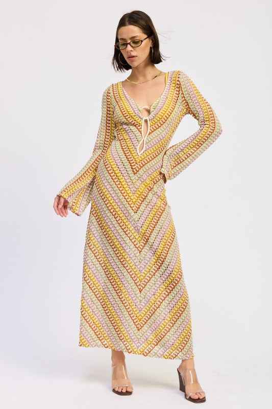 MAXI LONG SLEEVE CROCHET DRESS