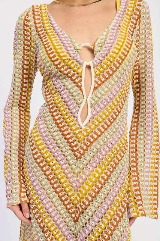 MAXI LONG SLEEVE CROCHET DRESS