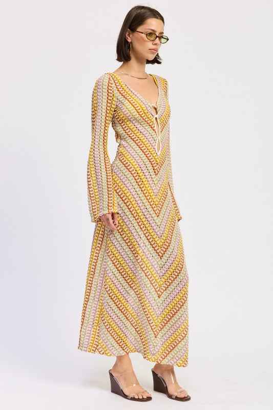 MAXI LONG SLEEVE CROCHET DRESS