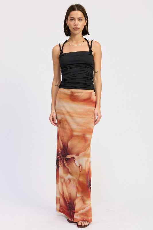 RUCHED ROPE TIE HALTER TOP