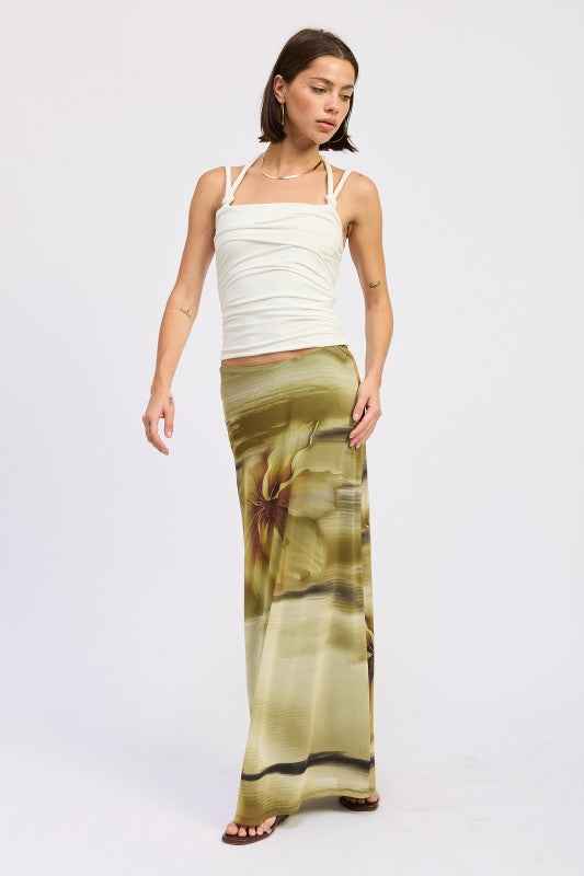 RUCHED ROPE TIE HALTER TOP