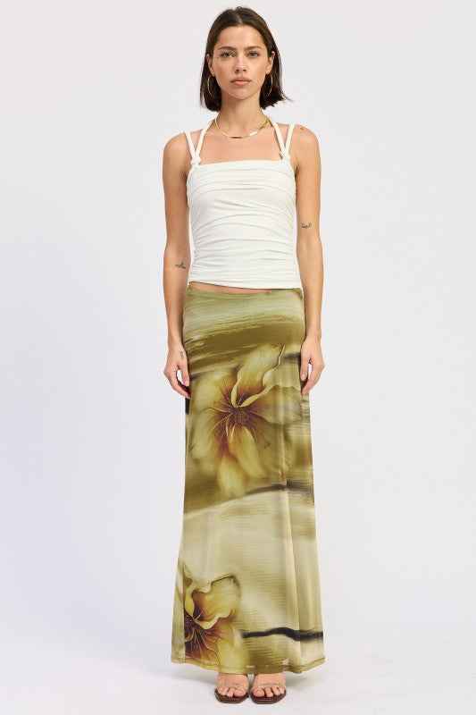 RUCHED ROPE TIE HALTER TOP