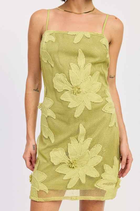 MINI FLORAL APPLIQUE DRESS