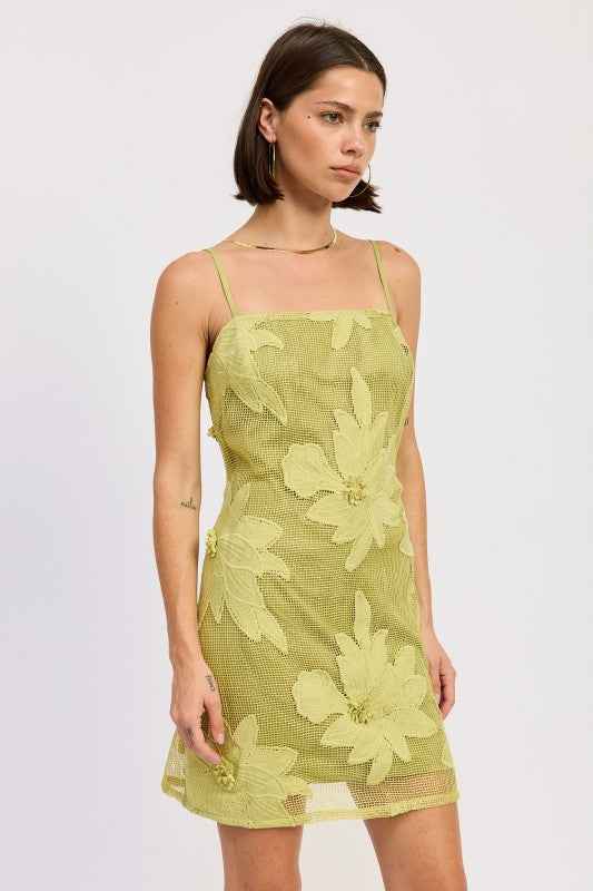 MINI FLORAL APPLIQUE DRESS