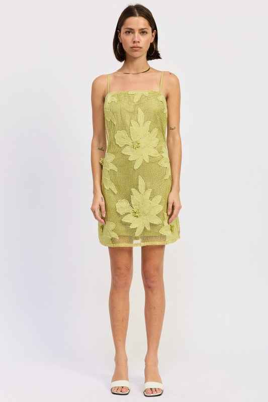 MINI FLORAL APPLIQUE DRESS