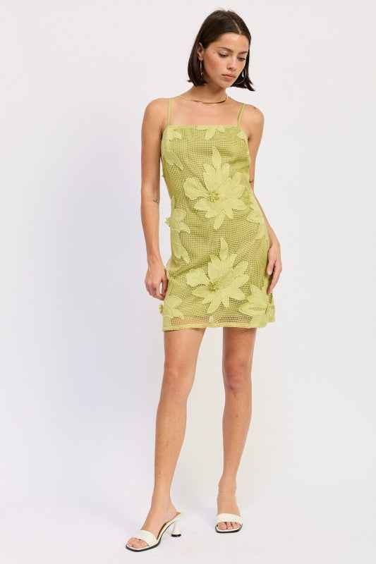 MINI FLORAL APPLIQUE DRESS