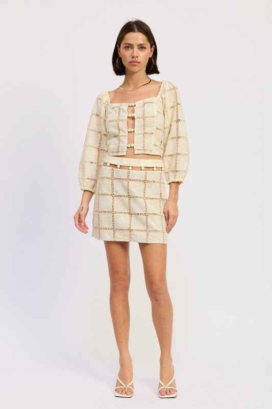 MINI EMBROIDERED BEADED SKIRT