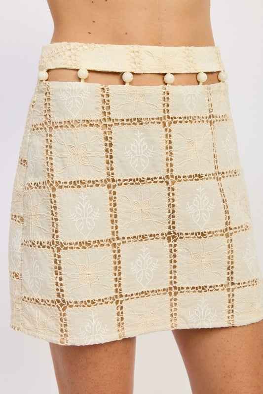 MINI EMBROIDERED BEADED SKIRT