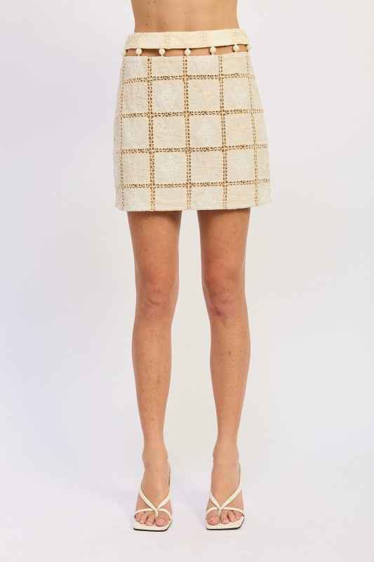 MINI EMBROIDERED BEADED SKIRT