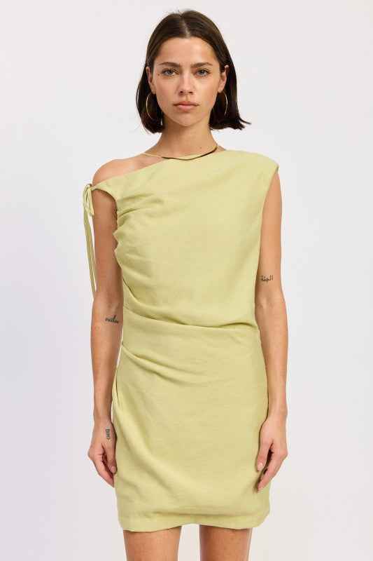 ASYMMETRICAL MINI SIDE TIE DRESS