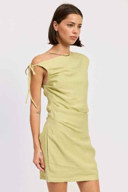 ASYMMETRICAL MINI SIDE TIE DRESS