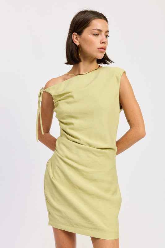 ASYMMETRICAL MINI SIDE TIE DRESS