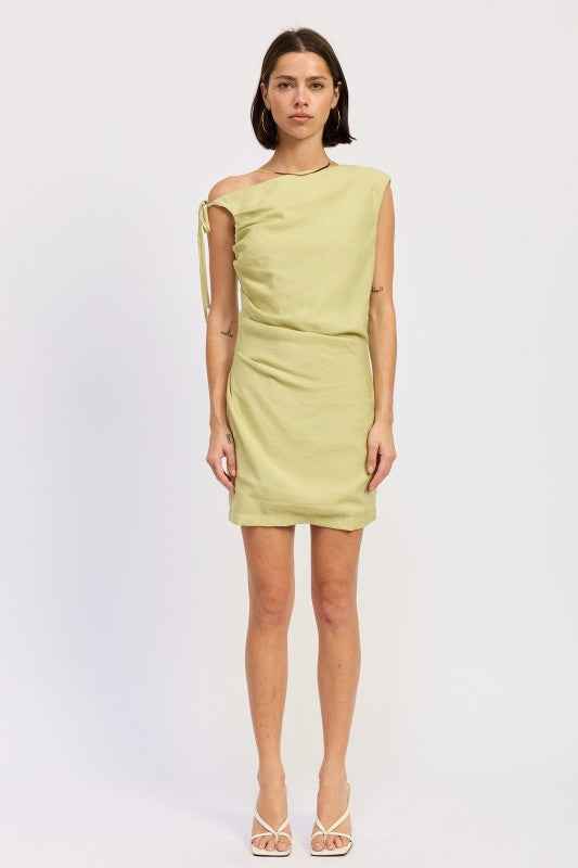 ASYMMETRICAL MINI SIDE TIE DRESS