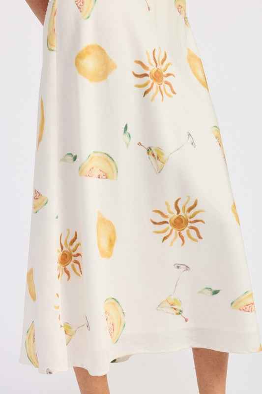 V NECK MIDI DRESS WITH SHOULDER BOW TIE