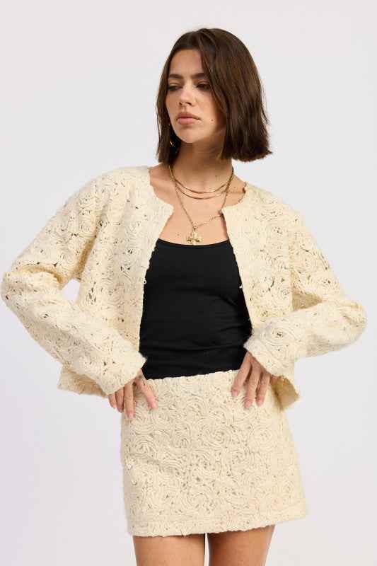 NOVELTY MACRAME CROPPED JACKET