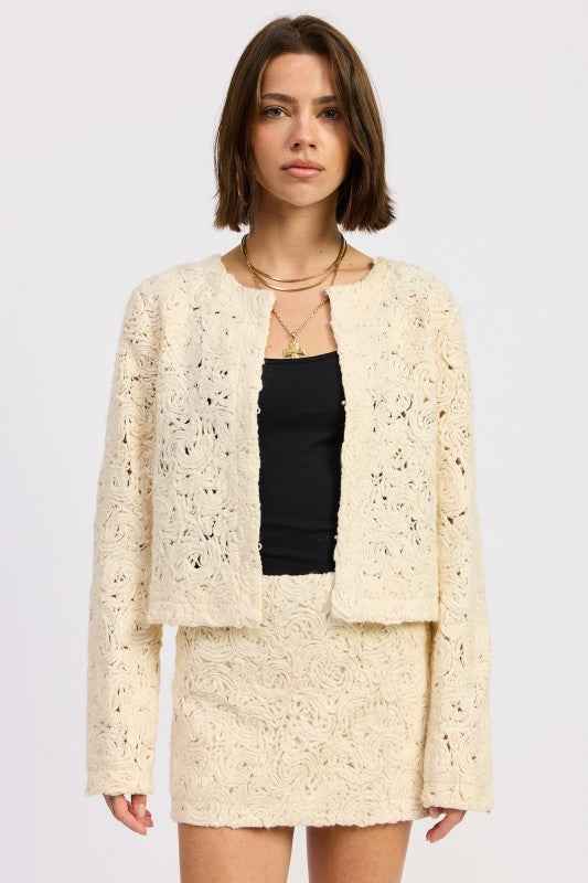 NOVELTY MACRAME CROPPED JACKET
