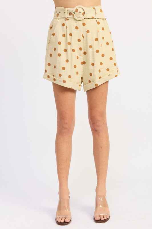 CUFFED HEM BELTED SHORTS