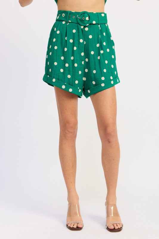 CUFFED HEM BELTED SHORTS
