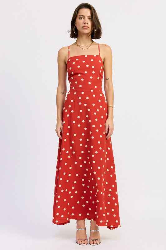 SQUARED NECK OPEN BACK MAXI DRESS