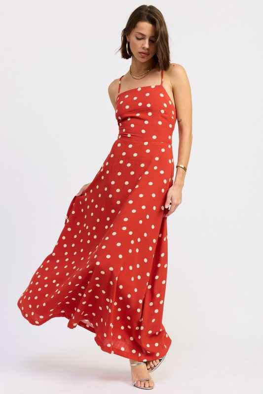 SQUARED NECK OPEN BACK MAXI DRESS