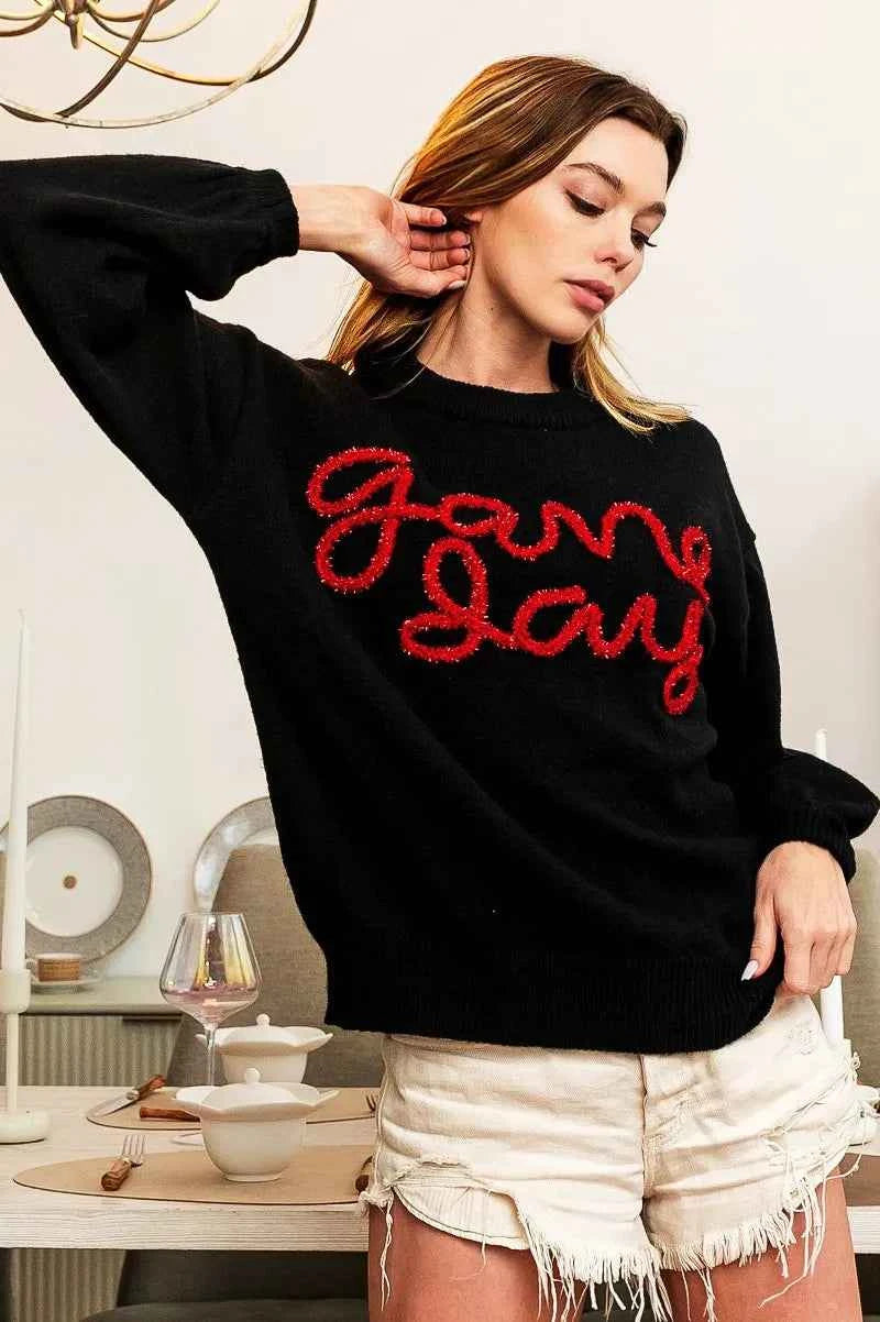 BiBi Game Day Metallic Letter Sweater
