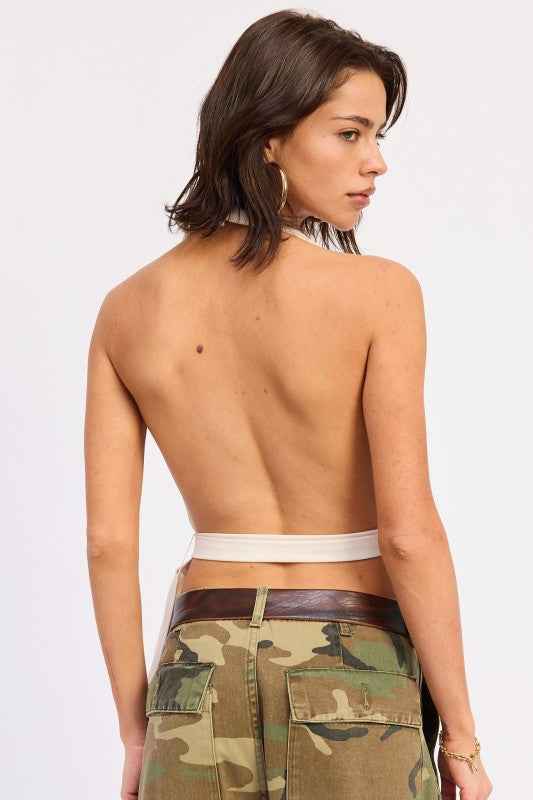 HALTER BACKLESS SCARF TOP