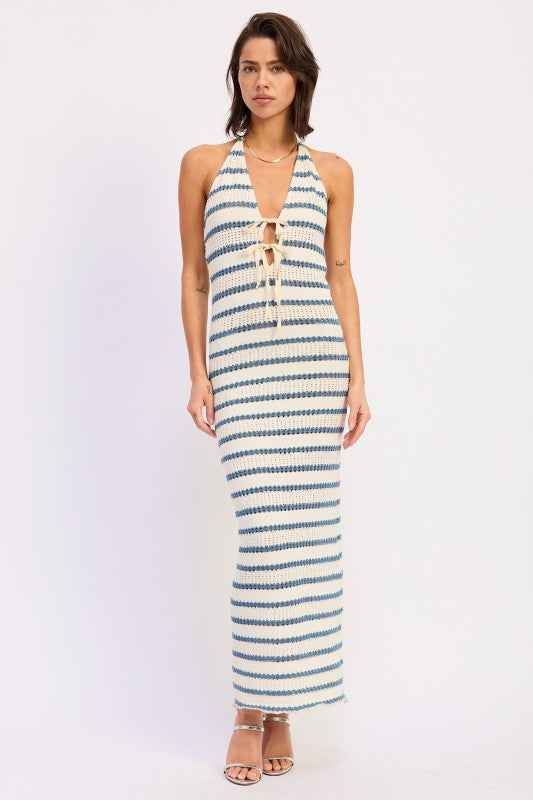 DEEP V HALTER MAXI DRESS