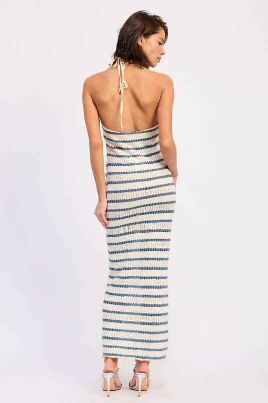 DEEP V HALTER MAXI DRESS