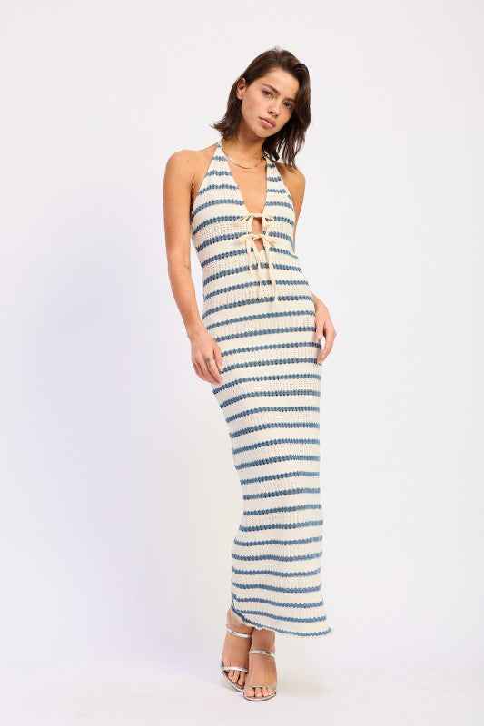 DEEP V HALTER MAXI DRESS