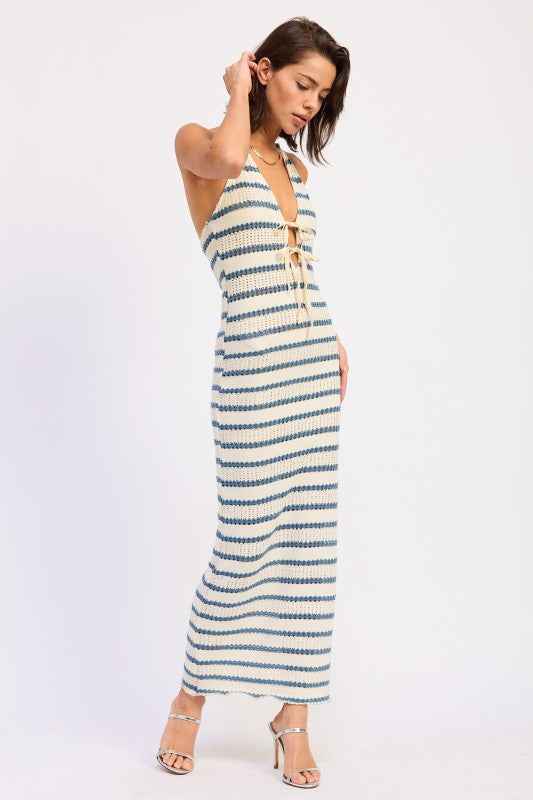 DEEP V HALTER MAXI DRESS