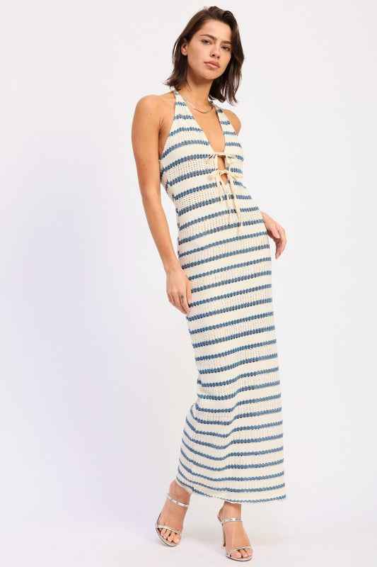 DEEP V HALTER MAXI DRESS
