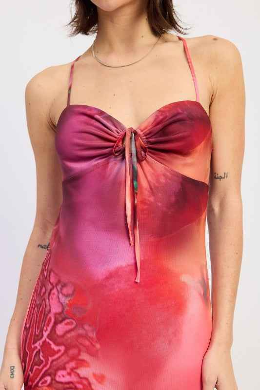 HALTER CROSS BACK MAXI DRESS