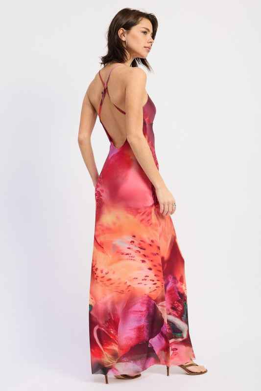 HALTER CROSS BACK MAXI DRESS