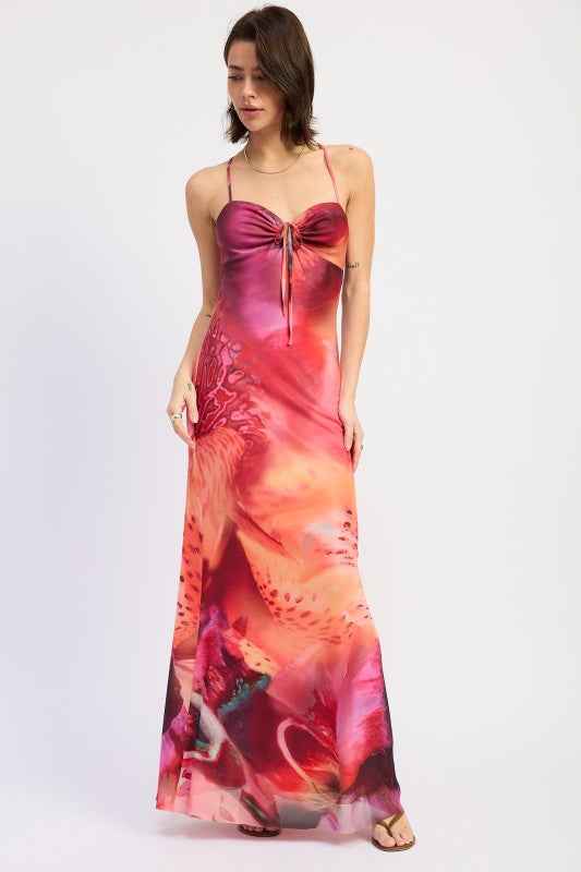 HALTER CROSS BACK MAXI DRESS