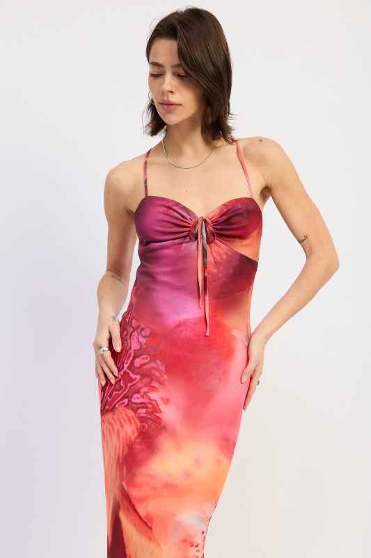 HALTER CROSS BACK MAXI DRESS