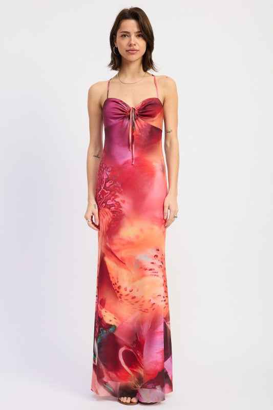 HALTER CROSS BACK MAXI DRESS