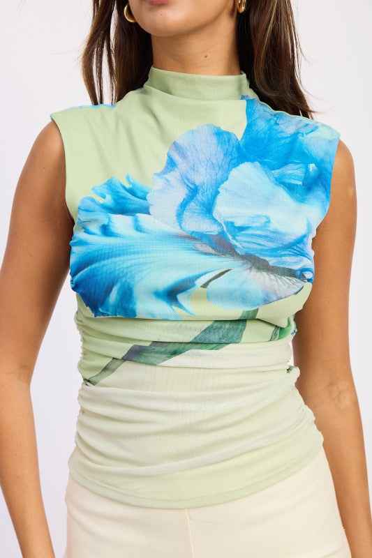 DROP SHOULDER MESH TOP