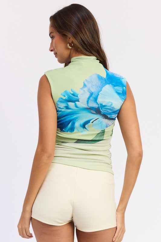 DROP SHOULDER MESH TOP