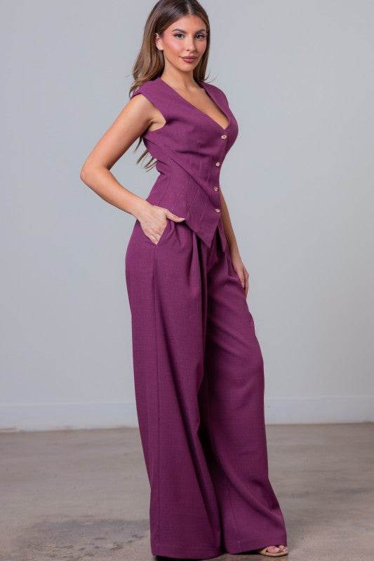 Line Vest And Pants Set - Akana Style