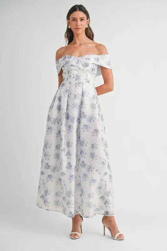 Floral Off Shoulder Maxi Dress for Effortless Summer Style - Akana Style