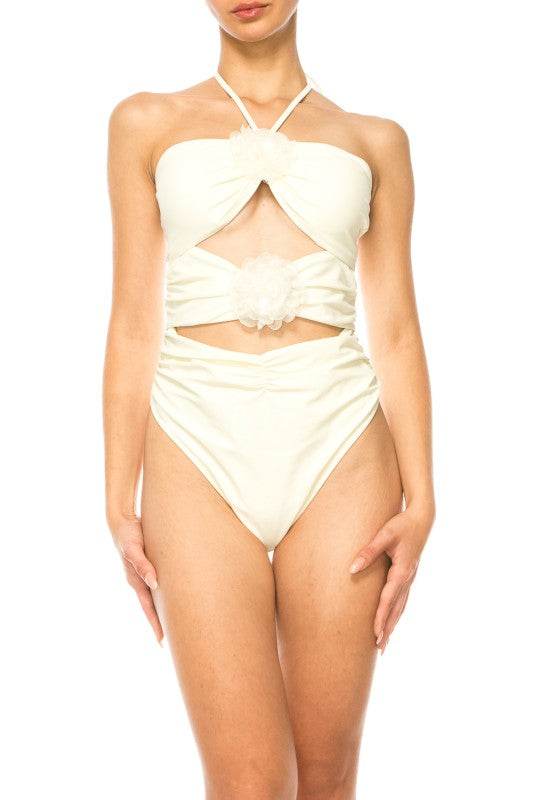 Sophisticated One Piece Criss Cross Floral Bathing Suit for Stylish Swimmers - Akana Style