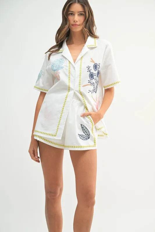 Embroidered Shirt and Shorts Set for Stylish Summer Outfits - Akana Style